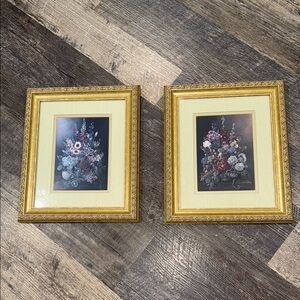 Grand Glory 4 and Grand Glory 3 Glynda Turkey Gold Framed Floral Art Pair